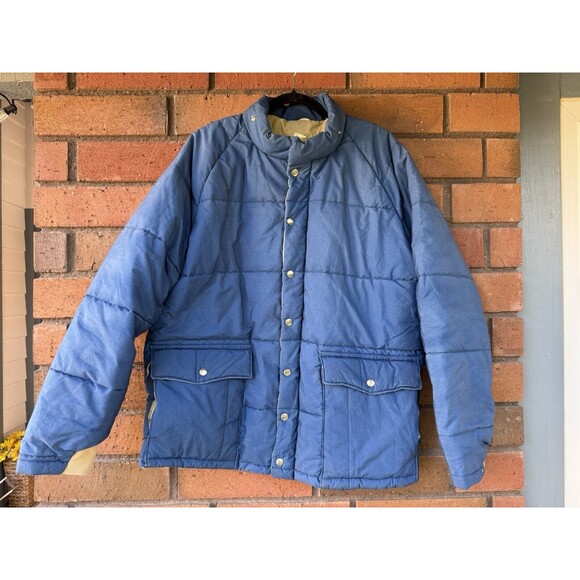 CARTERS Puffer Jacket H.W. CARTER & Son Lebanon N.H. Coat Vintage XL Blue 70s - Picture 1 of 16